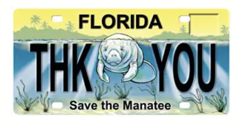 Save the Manatee license plate